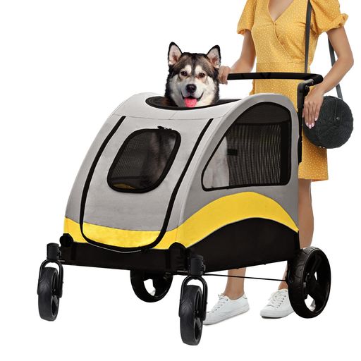 BingoPaw ペットカート 中型犬 大型犬 カート バギー 多頭 ドッグカート 2匹 犬用ベビーカー 折たたみ可能 4輪 乳母車 介護 XXL 耐荷重65kg｜ベストプライスオンラインストア