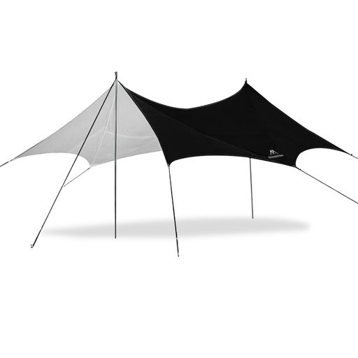 Mountainhiker 大型タープ 640x565cm シルバーコーティング210Dポリエステル UPF50+ UVカット 防水3000mm 耐久性 屋外 キャンプタープ シェードタープ ビーチシェード 雨よけ用 (黒)|ベストプライスオンラインストア