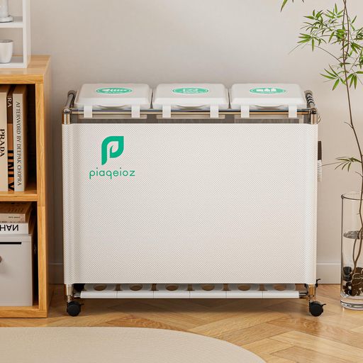 ゴミ袋ホルダー30L*3分別ゴミ箱ふた付きレジ袋を隠すゴミ袋スタンド90L大容量キャスター付きダストボックス目隠しダストワゴンステンレス製おしゃれホワイト