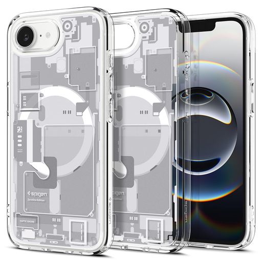 Spigen【創業19年の技術力】iPhone17e/16eケースMagSafeマグネット搭載半透明ストラップホール立体的プリント米軍MIL規格ウルトラ・ハイブリッド・マグフィットACS09142(ゼロ・ワン・ホワイト)