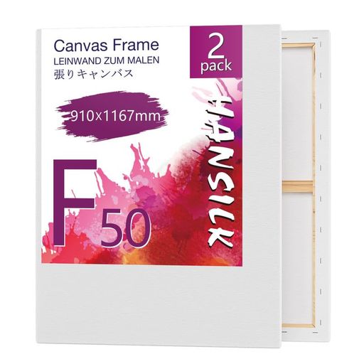 キャンバス張りキャンバスF502枚キャンバス画材油絵画材画布油絵の具油彩・アクリル兼用化繊綿製オイル漏れ防止厚手中目初心者(1167mmx911mm*2枚)