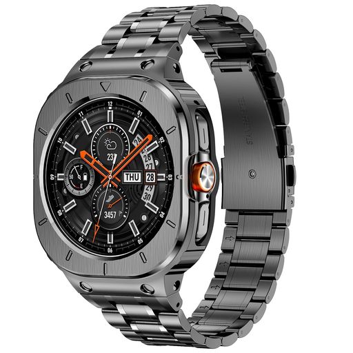 [MioHHR]カバー付きステンレス鋼ストラップ互換性SamsungGalaxyWatchUltra47mm頑丈なプロテクターケースとメタルバンドにとってSamsungGalaxyWatch8/7Ultra