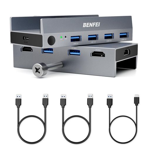 BENFEIHDMIKVM切替器(8K@60Hz/4K@240Hz)USB切替器、4つのUSB3.0ポート付き、2台のコンピューター、共有モニター、キーボード、マウス用?松?接?手?開癸附?2*USBAcable&