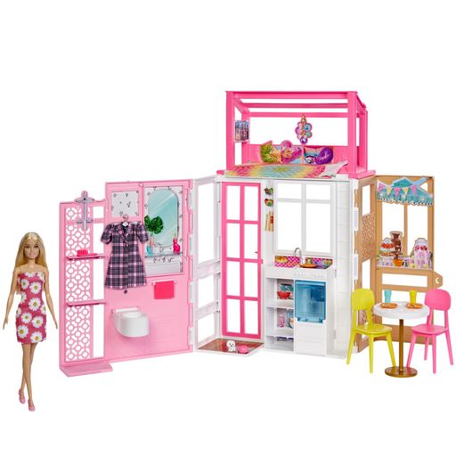 バービー(Barbie)はじめてセットかわいいピンクの2かいだてのおうち/映画「バービー」に登場!?【ドール付き】【着せ替え人形】【3才~】【プレゼント】HCD48