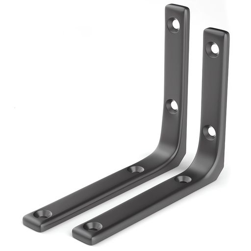 Homeme棚受け金具L字型ブラケットステンレス製耐荷重25-75KG2本入壁棚棚支え金具ネジ付ブラック40cm