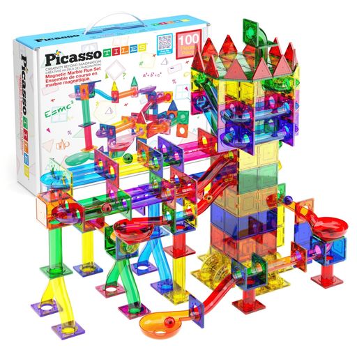 PicassoTiles マーブルラン マグネットタイル 100ピース レーストラックトイ STEM 組み立て 学習 教育 マグネット組み立て 子どもの知育キット 男の子 女の子 年齢 6 歳以上 ...｜ベストプライスオンラインストア