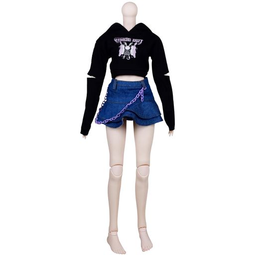 EVABJD1/3BJDDollClothes1/3BJD子供服60cmおしゃれドールセット22インチ-24インチ球形SD人形黒の衛衣デニムスカート