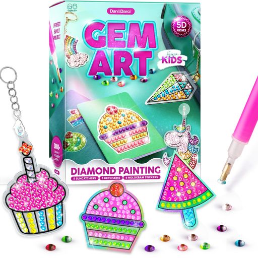 GemArt(ジェムアート)子供のダイアモンド色塗りキット-大きな5Dの宝石-子供向けの図画工作6~12歳の女の子男の子に-宝石色塗りキット-トゥイーン向けの最高のプレゼント対象年齢4/5/6/7/8/9/10~…