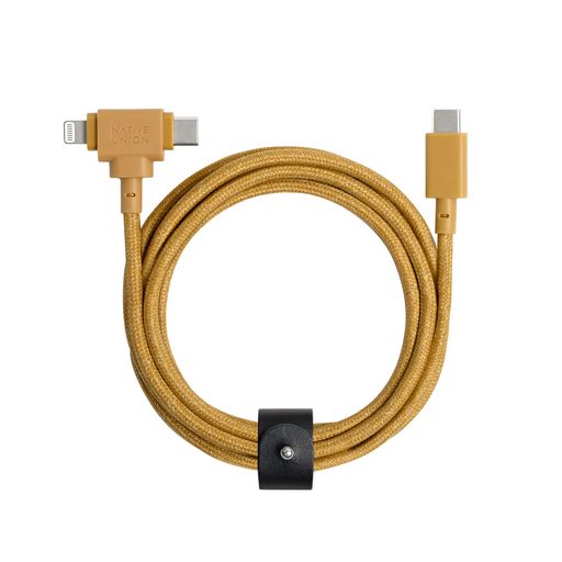 NativeUnion(原住民単位労働組合)BeltCableDuo?1.5m超豪然たる編組ユニバーサル申し受ける有線テレビ?生まれ変わり原料品製?2-インチ-1マルチデバイス