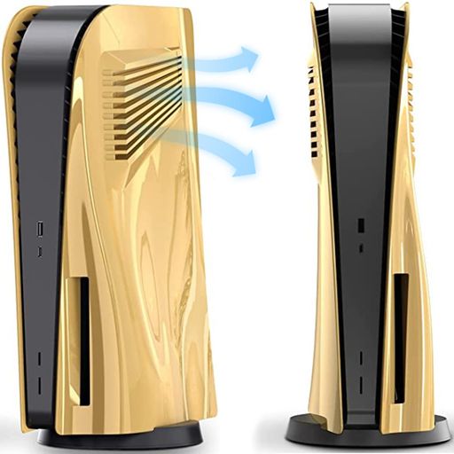 【電気メッキ】Miimall対応PS5フェイスプレート冷却口付き過熱防止Playstation5保護シェル電気メッキPlaystation5シェルアクセサリーハード傷防止埃防止PS5サイドプレート交換用プレート(ゴールド)