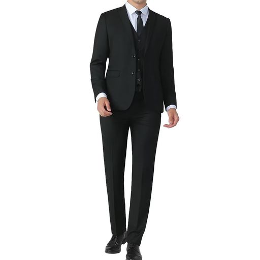 [Fuyumoe]スーツメンズ上下セットビジネススーツセットアップスリム2つボタン就職フォーマル喪服礼服結婚式(ブラックL)ベストなし 6,272円