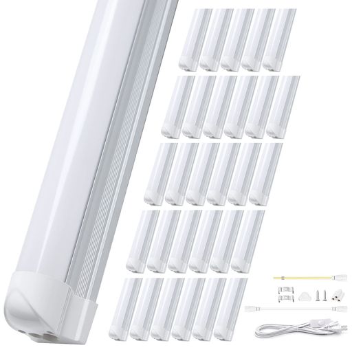 法人向け高効率照明器具一体式led蛍光灯40w形2600LM14W消費電力だけT8直管120cm昼光色チラツキ対策済目に優しい低発熱工事不要会議室コンビニ倉庫ガレージ照明30本