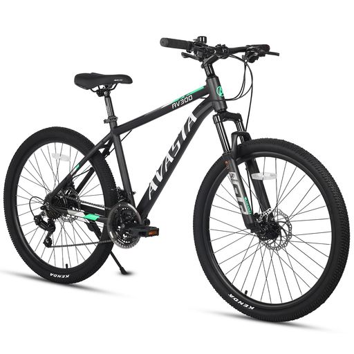 【AVASTA】AV300マウンテンバイク 26インチMTB 通勤通学自転車 高校生 大学生 オフオンロード 軽量アルミフレーム シマノ21段変速 フロントサスペンション 前後ディスクブレーキ 黒 ブラック|ベストプライスオンラインストア