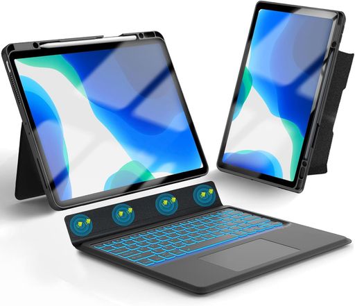 【2025年新モデル・横/縦対応】iPadProM4M5専用キーボードタッチパッド付きipadPro(M4M5)11インチ7色バックライト横置き縦置き軽量磁気吸着分離式ワイヤレスbluetoothキーボードカバー