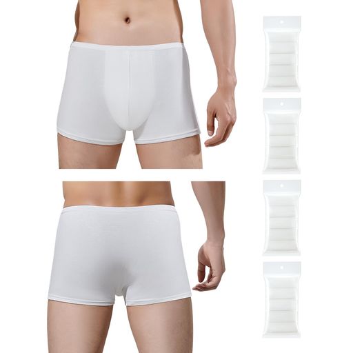 [Travelcare]20枚入男性用使い捨て綿100%下着ボクサーパンツ旅行携帯用ショーツフィットネス水泳ホテルスパ病院入院患者(白2XL)