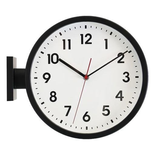 ベスタイム(BESTIME)66296A両面壁掛け時計掛け時計黒いアルミニウム白い文字盤高さ32x幅28x10cmキッチンリビング玄関ベッドルーム居間書斎図書館オフィス。