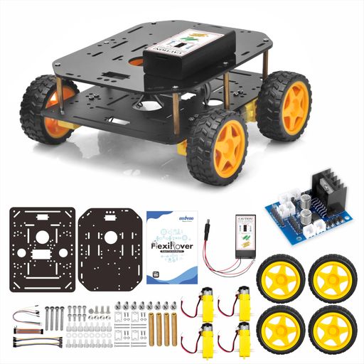 OSOYOOFlexiRover組み立てキットArduino用?4つのTTモーターとホイールを備えたカスタマイズ可能なロボットカーシャーシ、ロボット工学開発に最適(Arduino用のメインボードは含まれていません)