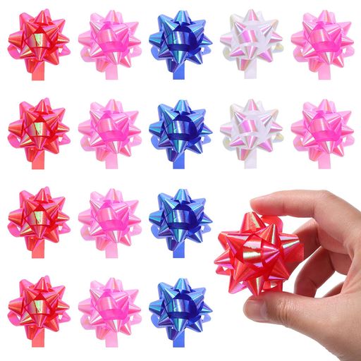 FRCOLORクリスマスリボンラッピングリボンフラワー60個セットシールプレゼントラッピング用ギフト包装花ギフトフラワー誕生日クリスマス飾り包装用可愛い裏面にシール付装飾用(7X7cm)