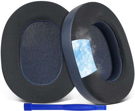 SOULWIT冷却ジェルパッドイヤーパッドSonyWH-1000XM5(WH1000XM5)ワイヤレスノイズキャンセリングヘッドホン用交換パッド高密度フォームヘッドパッド冷感厚手パッド(ネイビーブルー)