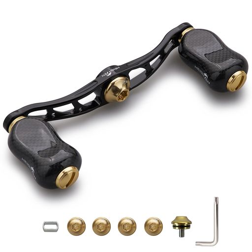 HEIGHTEN90mmリールハンドル20mm/21mmカーボンノブ搭載シマノ(SHIMANO)ダイワ(DAIWA)アブ(Abu)通用ベイトリール用ArchGourdSeries(90mmハンドル-21mmノブ-