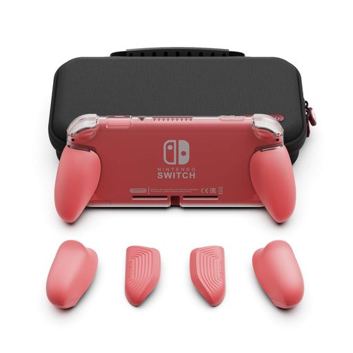 Skull&Co.NintendoSWITCHLite用GripCaseLiteカバーセット:グリップカバー+キャリングケース大容量防水耐衝撃携帯便利人間工学各サイズの手に対応握りやすいグリップカバー「セットーコーラル」