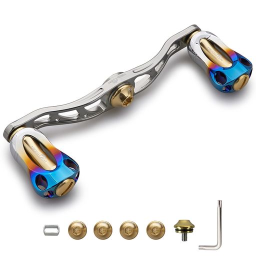 HEIGHTEN88/90/105/115mmリールハンドル22mmノブ搭載シマノ(SHIMANO)ダイワ(DAIWA)アブ(Abu)通用ベイトリール用AuroraSeries(105mm-ガンメタル&ゴールド)