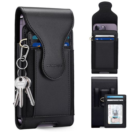 スマホベルトケースiPhone15/14/13/12ProMax、SamsungGalaxyNote、Plus、FE、Models、GooglePixel7、Pro用、ベルト通しスマホケース(黒)