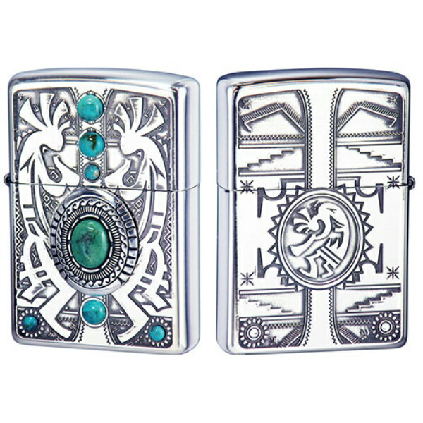 ZIPPO　インディアンスピリッツ ココペリ ターコイズ入り 両面加工 インディアンスピリット ジッポー