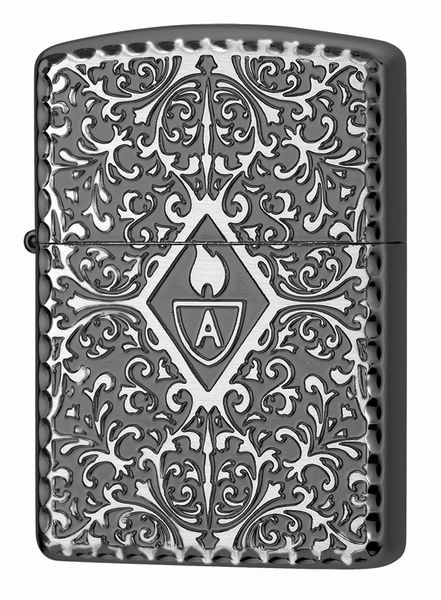 ZIPPO アーマー両面アラベスクSVBK ARMOR シルバー/ブラックサテン仕上げ 両面加工 1201S848 ジッポー