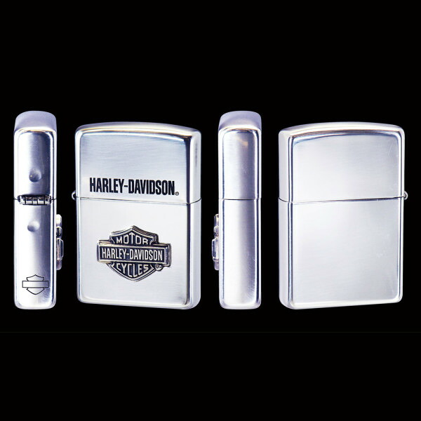 ZIPPO ハーレーダビットソン バー＆シールド スターリングシルバー(純銀製) 深彫りレーザー純銀メタル貼り ジッポー