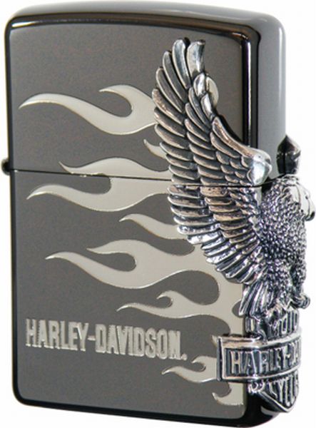 ZIPPO ジッポー HARLEY DAVIDSON ハーレーダビッドソン HDP-02 サイドメタル ブラックイオン ニッケル 両面エッチング シルバーイブシメタル