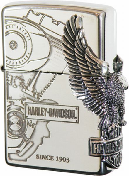 ZIPPO ジッポー HARLEY DAVIDSON ハーレーダビッドソン HDP-03 サイドメタル シルバーイブシ エッチング シルバーイブシメタル