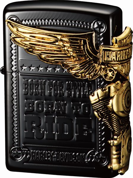 ZIPPO ジッポー HARLEY DAVIDSON ハーレーダビッドソン HDP-48 チタンブラック エッチング アンティークゴールドメタル