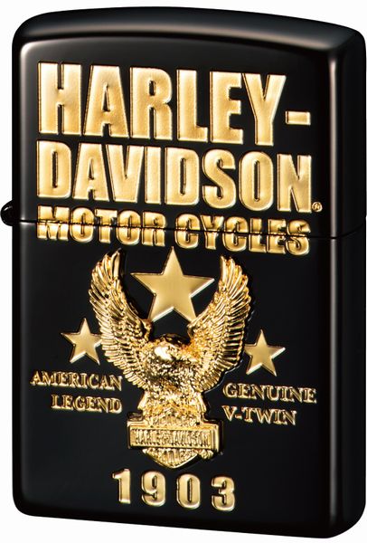ZIPPO ジッポー HARLEY DAVIDSON ハーレーダビッドソン HDP-51 ブラックイオン ゴールドメッキ エッチング ゴールドメタル