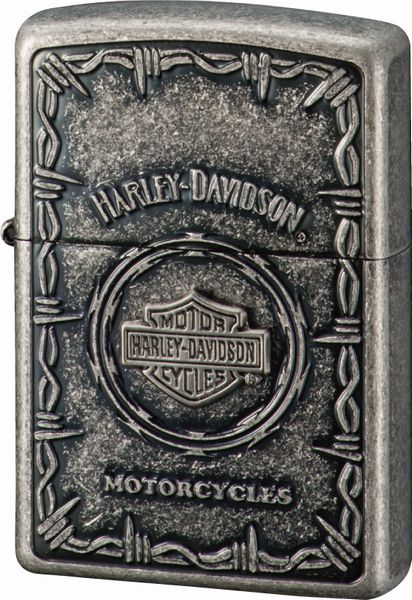 ZIPPO ジッポー HARLEY DAVIDSON ハーレーダビッドソン HDP-68 Sメタル バー&シールド シルバーイブシバレル エッチング ブラックサテンメタル