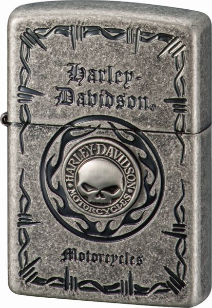 ZIPPO ジッポー HARLEY DAVIDSON ハーレーダビッドソン HDP-70 Sメタル スカル シルバーイブシバレル エッチング ブラックサテンメタル