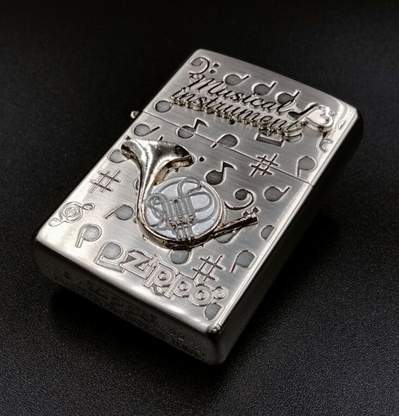 ZIPPO WNS-ホルン ホワイトニッケル仕上げ 両面加工 ジッポー