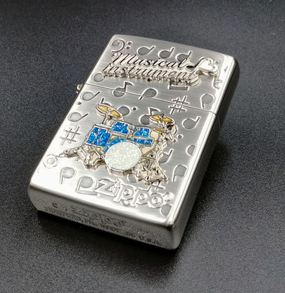 ZIPPO WNS-ドラム ホワイトニッケル仕上げ 両面加工 ジッポー