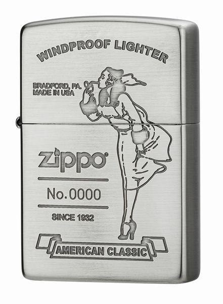 ZIPPO GAL AMERRICAN CLASSIC ガール アメリカン クラシック シルバー 1201S875 エッチング・シリアルナンバー入りニッケル古美仕上げ加工 ジッポー