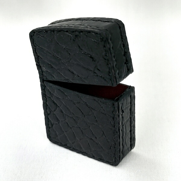 オイルライター革ケース ZIPPO対応 サックケース クロコ 黒 crocodile Sack case (入れたまま使用出来ます）｜筆記具＆喫煙具のベストプライス