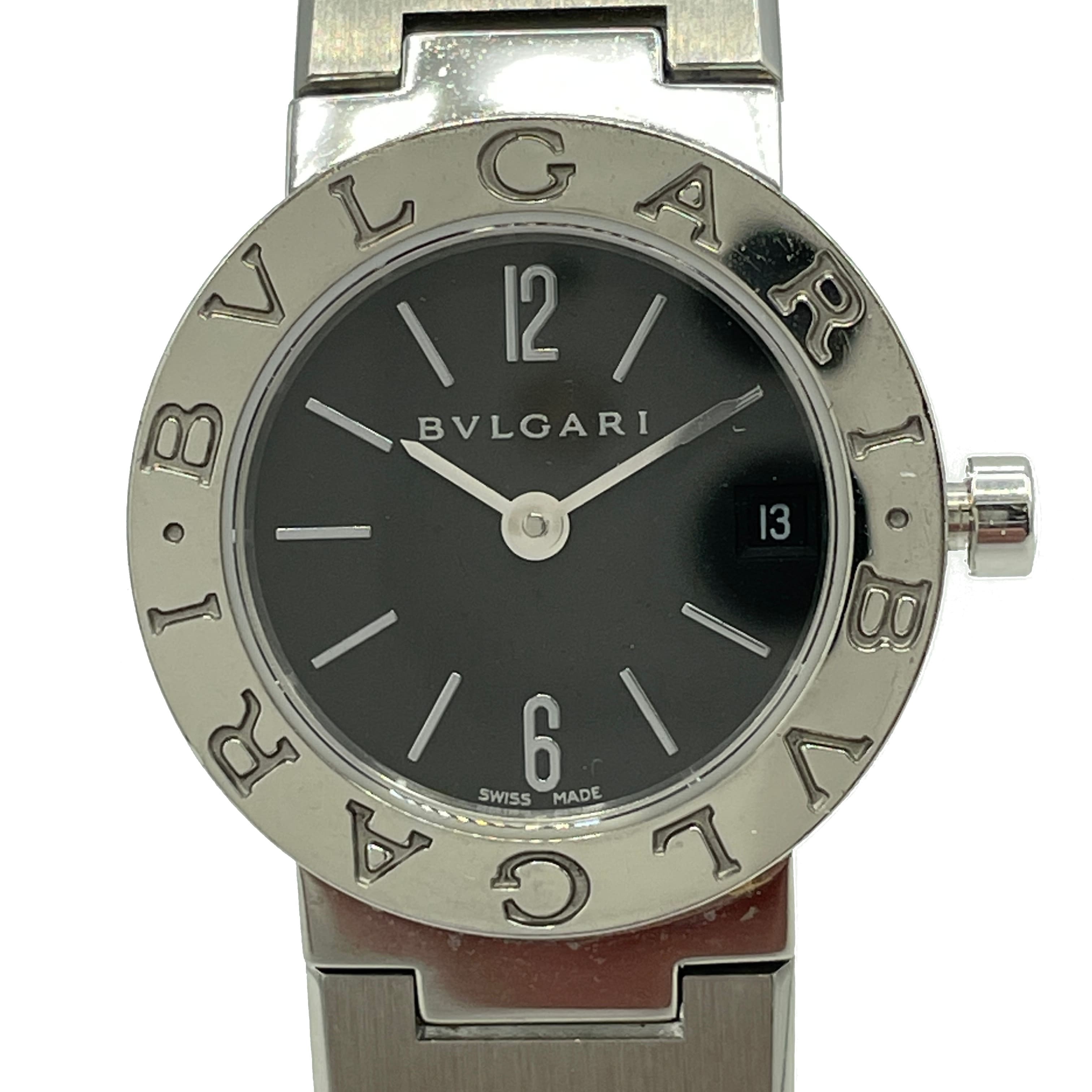 名作 BVLGARI ブルガリ ブルガリブルガリ 腕時計 BB23SS 黒文字盤 SS