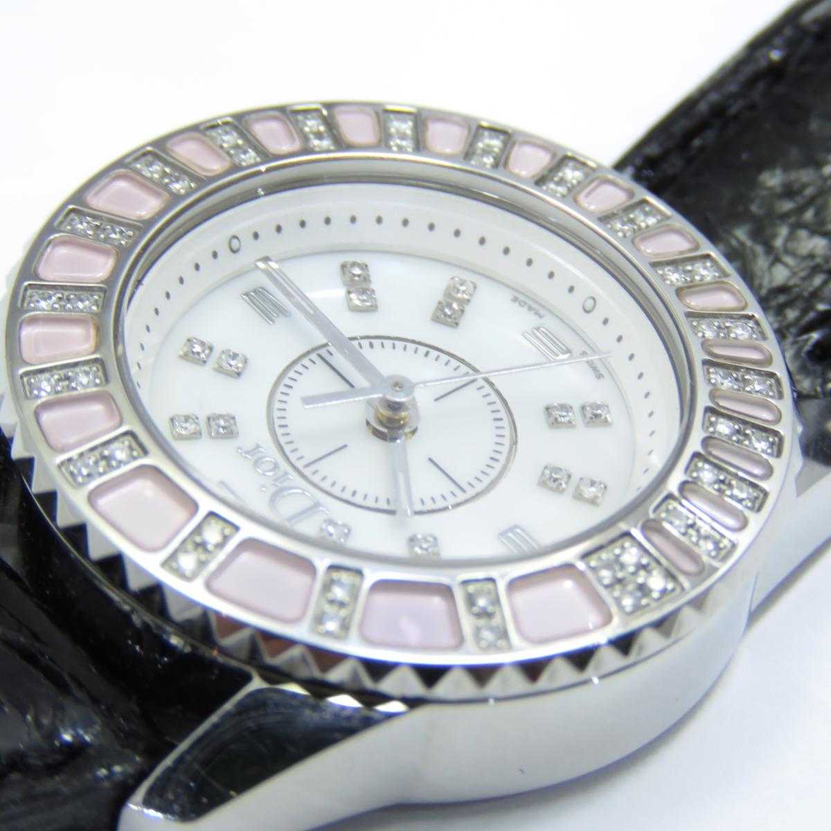 【楽天市場】Dior(クリスチャン・ディオール)/クリスタル ダイヤ シェル ウォッチ 腕時計/クオーツ/シルバー系×ピンク系/ステンレス