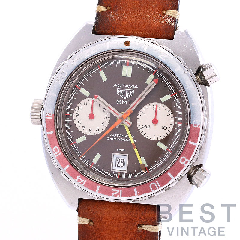 【お買い物ﾏﾗｿﾝ限定ｸｰﾎﾟﾝ配布中♪】【OH済】 ホイヤー 【HEUER】 オータヴィア GMT 1163 マークII 1163 メンズ ブラック/ホワイト (トロピカルブラウン/ホワイト) ステンレススティール 腕時計 時計 AUTAVIA GMT 1163 2nd EXECUTI【中古】｜BEST VINTAGE