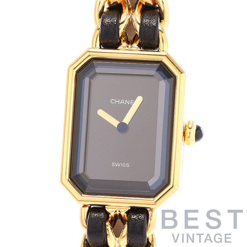 【お買い物マラソン限定クーポン配布中♪】シャネル 【CHANEL】 プルミエール Sサイズブレスレット H0001 レディース ブラック ステンレススティール(金メッキ) 腕時計 時計 PREMIERE SMALL SIZE BRACELET BLACK YGF 【中 【中古】