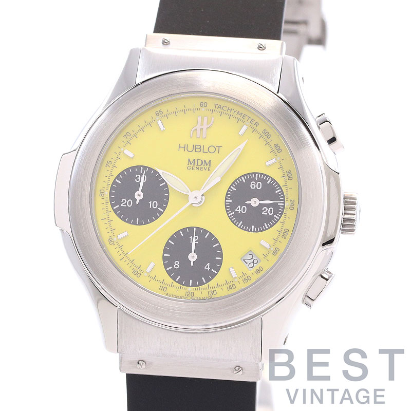 【OH済】 ウブロ 【HUBLOT】 MDMエレガントクロノグラフ 1810.510.1 メンズ イエロー/ブラック ステンレススティール 腕時計 時計 MDM ELEGANT CHRONOGRAPH YELLOW/BLACK SS 【中古】