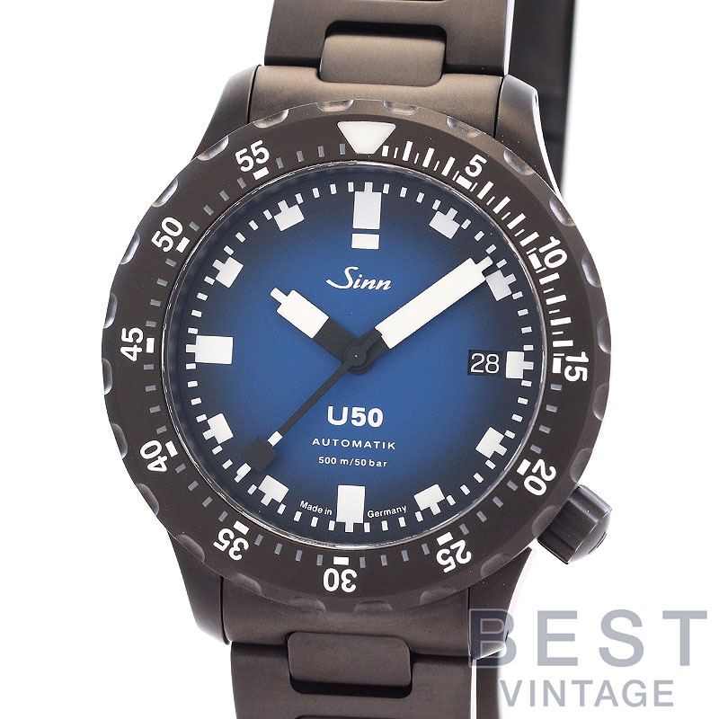ジン 【SINN】 ダイバーズウォッチ U50 U50.S.BS M メンズ ブルー ステンレススティール(ブラックPVD) 腕時計 時計 DIVING WATCH U50 BLUE SS(PVD) 【中古】