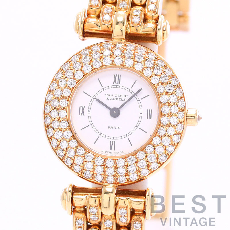 【お買い物ﾏﾗｿﾝ限定ｸｰﾎﾟﾝ配布中♪】ヴァンクリーフ＆アーペル 【VAN CLEEF & ARPELS】 ファンタジー 18641 レディース ホワイト K18イエローゴールド 腕時計 時計 FANTASY WHITE K18YG VAP ダイヤモンドベゼル【中古】【中古】｜BEST VINTAGE