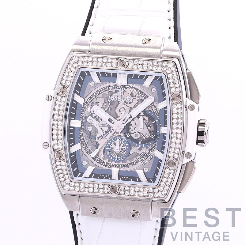 ウブロ 【HUBLOT】 スピリット オブ ビッグバン チタニウム ホワイト ダイヤモンド 日本限定 601.NE.0172.LR.1104.JPN19 メンズ スケルトン チタン 腕時計 時計 SPIRIT OF BIG BANG TITANIUM WHITE DIAMOND JAPAN LIMITED SKELETON TI 【中古】