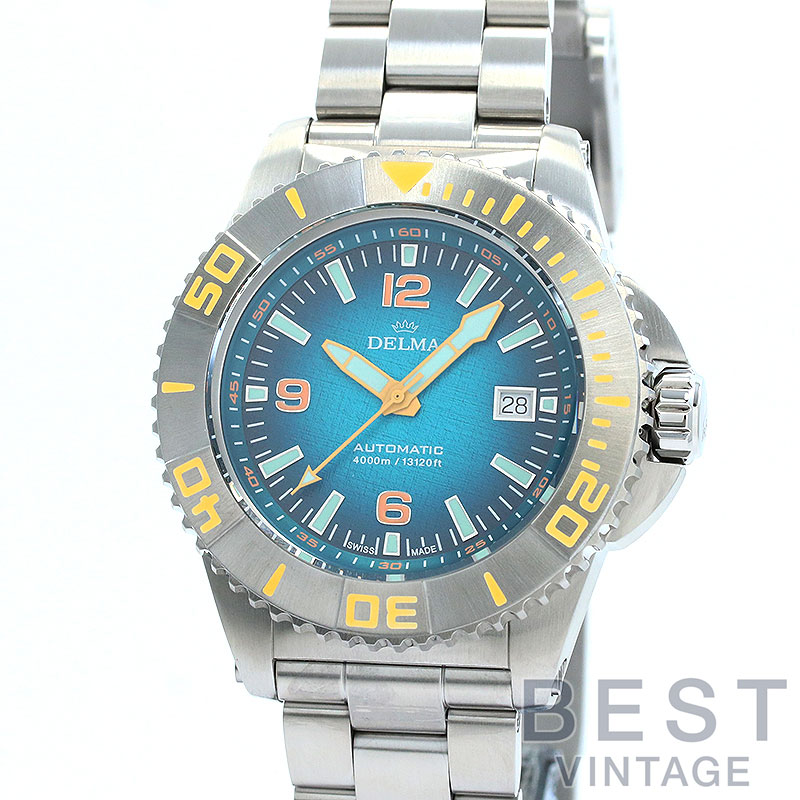 【百貨店SALE★クーポン券別れ別れ中！】デルマ 【DELMA】 ブルーシャーク3アゾレス 41701.700.6.148 メンズ 緑であること ステンレス鋼スチール写真 ウオッチ 時辰儀 BLUE SHARK III AZORES GREEN SS 【中古】【中古】