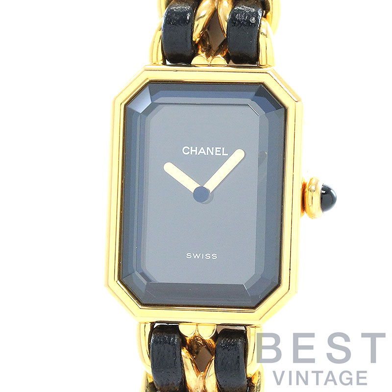 【お買い物マラソン限定クーポン配布中♪】【OH済】 シャネル 【CHANEL】 プルミエール Sサイズ H0001 レディース ブラック ステンレススティール(金メッキ) 腕時計 時計 PREMIERE BRACELET SIZE SMALL BLACK SS(YGF) 【中【中古】